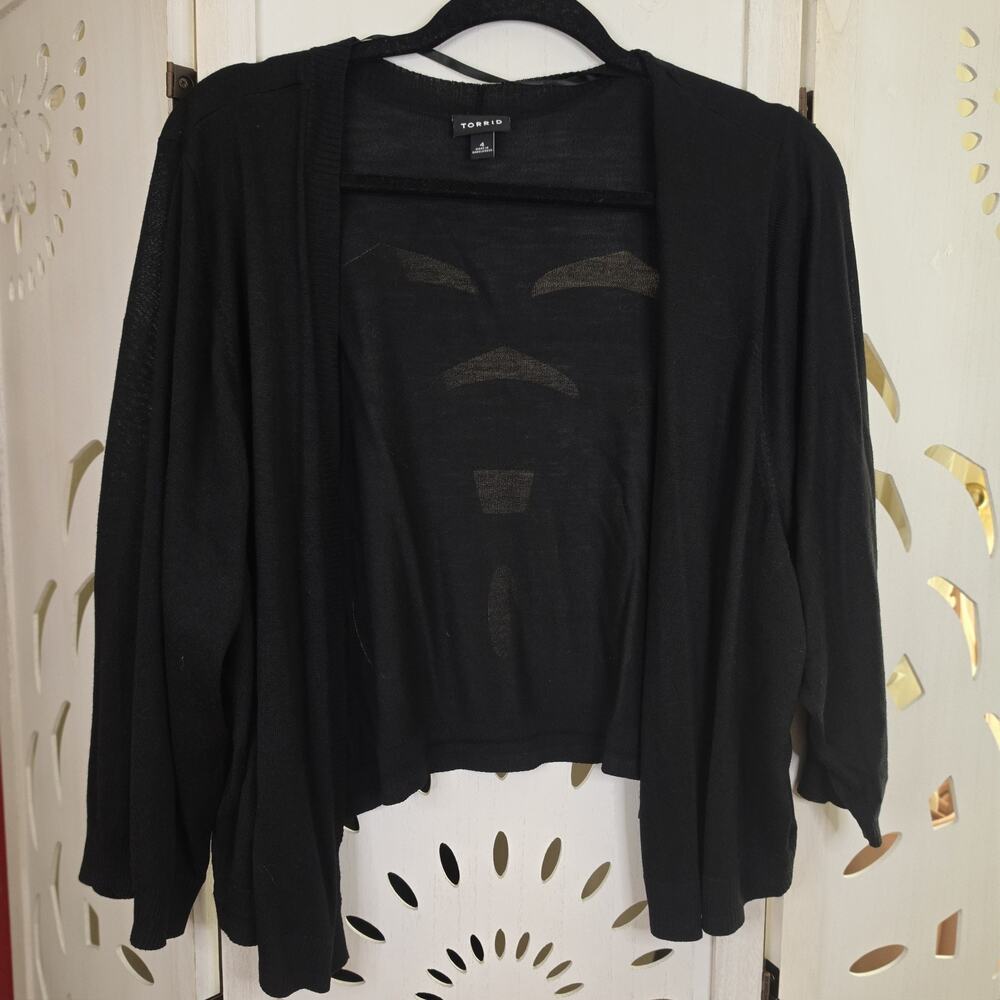 Torrid Women's Crop Top Long Sleeve Open Cardigan Black Size 4
